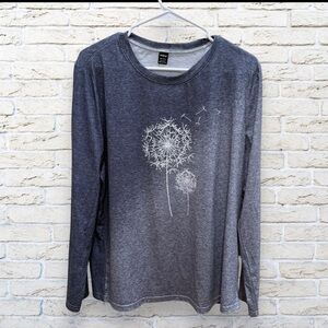 NWOT Grayish Blue Long Sleeve Dandelion Print Top Size XL 12